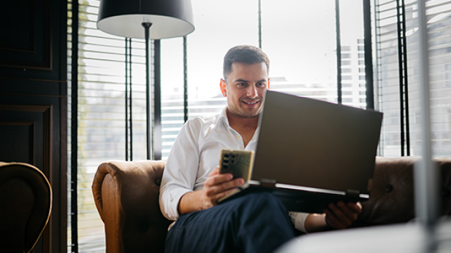 man on his laptop